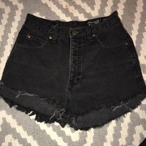 High waisted black denim shorts